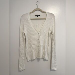 525 America ribbed white cardigan medium